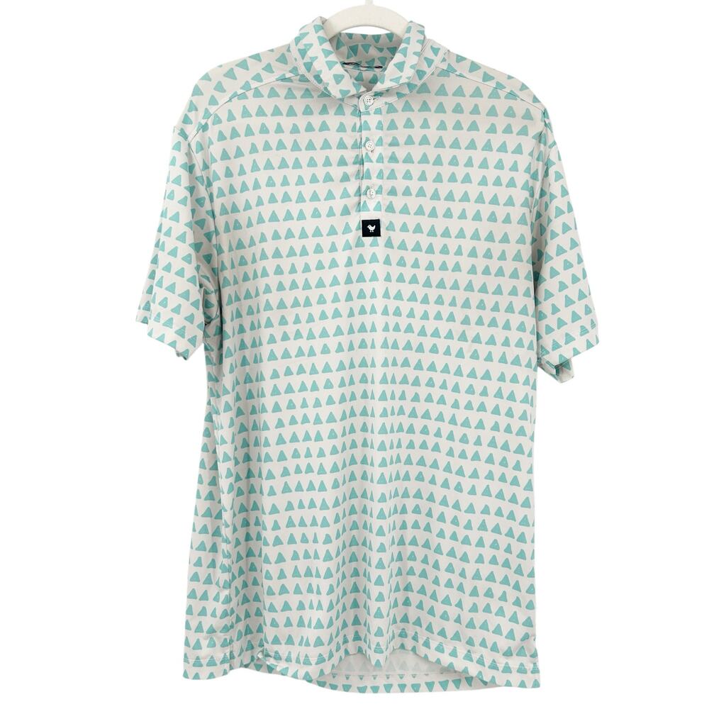 Bad Birdie‎ Mens Athleisure Active Triangle Printed Performance Golf Polo Shirt
